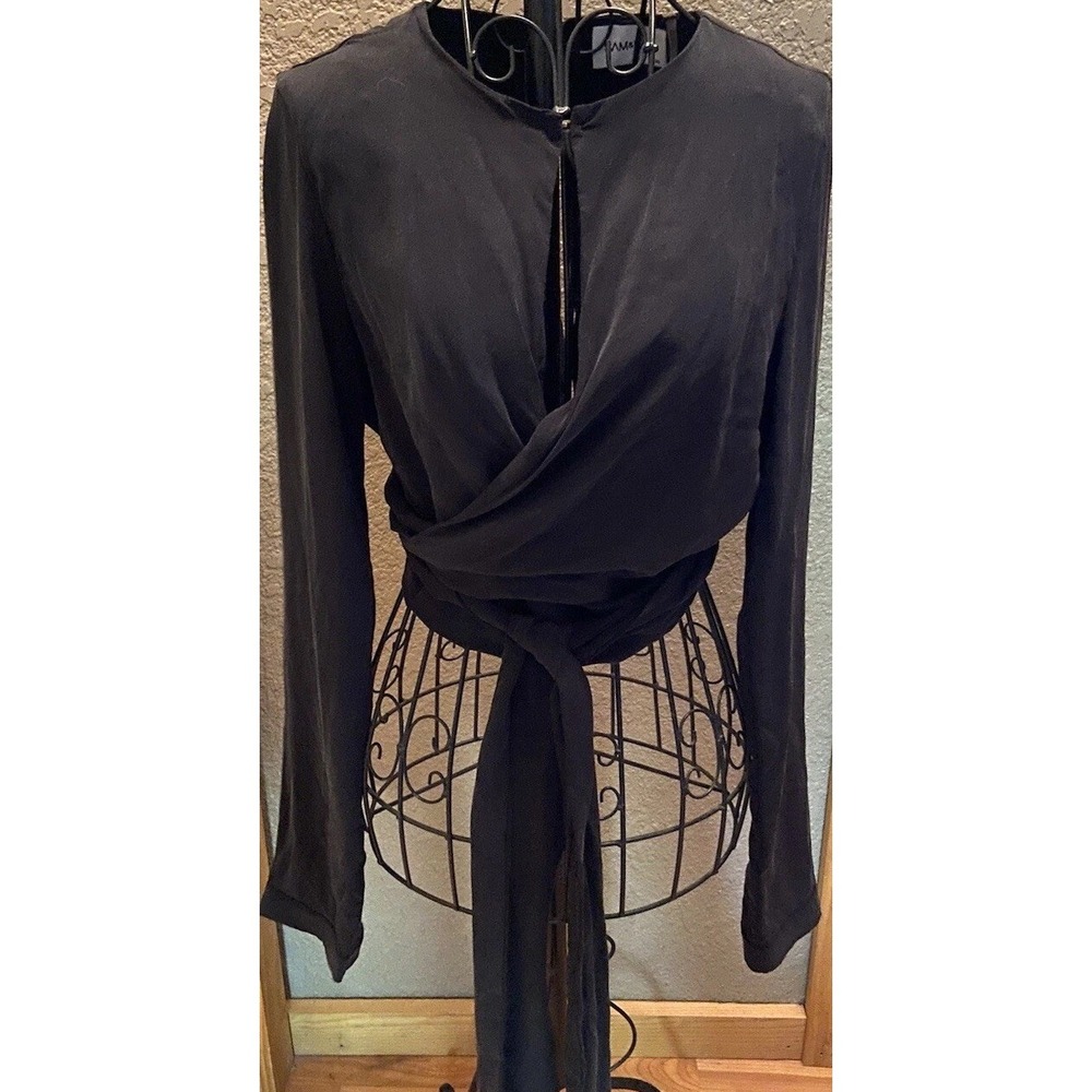 Sam&Lavi Women's XS Wrap Blouse Long Ties Subdued Black Witchy Goth Dark Romance